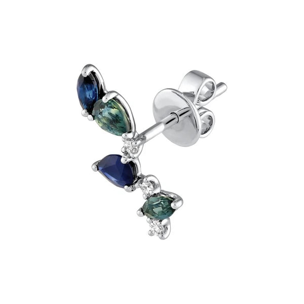 Teal Sapphire and Blue Blossom Climber Studs