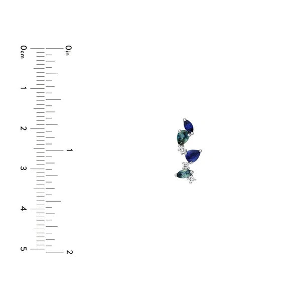 Teal Sapphire and Blue Blossom Climber Studs