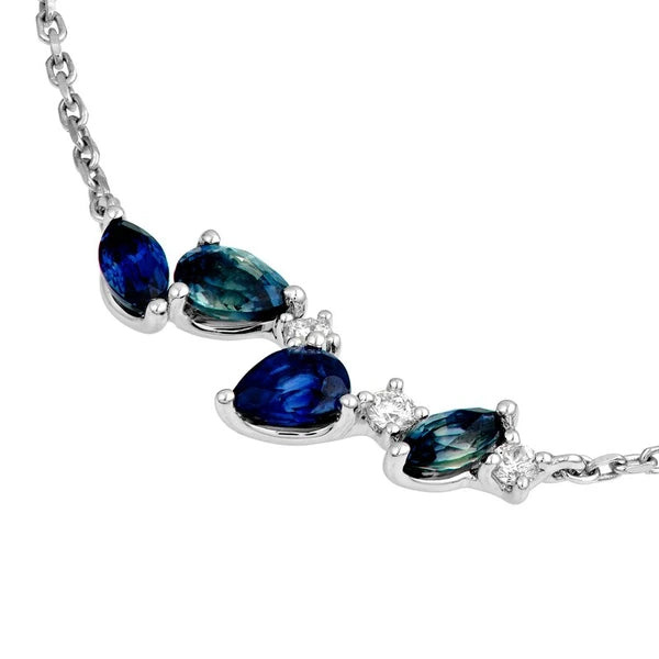 Petite Teal Sapphire and Blue Blossom Necklace