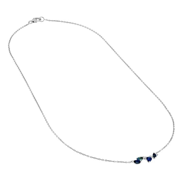 Petite Teal Sapphire and Blue Blossom Necklace