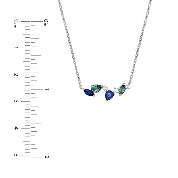 Petite Teal Sapphire and Blue Blossom Necklace