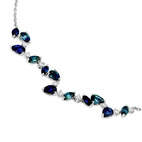 Teal Sapphire and Blue Blossom Necklace