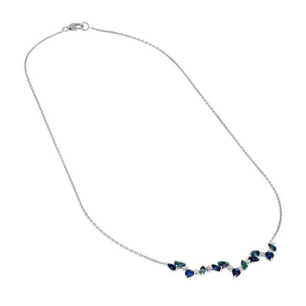 Teal Sapphire and Blue Blossom Necklace