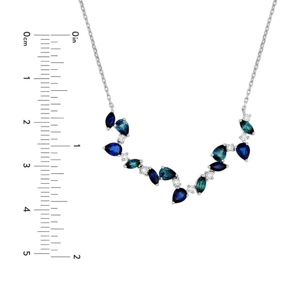 Teal Sapphire and Blue Blossom Necklace