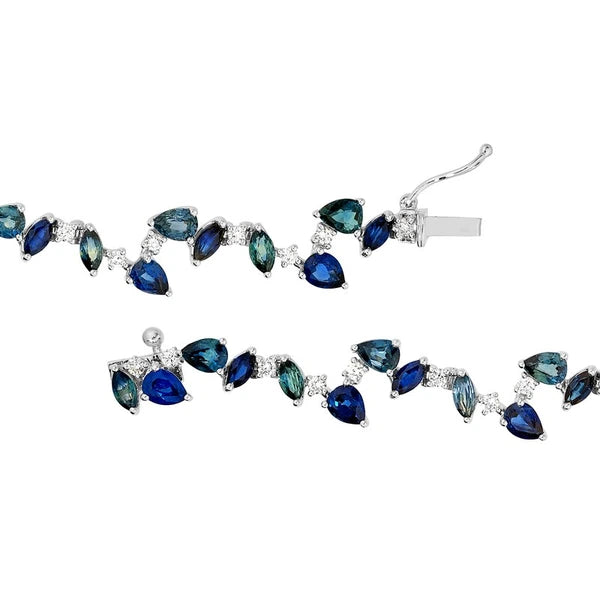 Teal Sapphire and Blue Blossom Bracelet