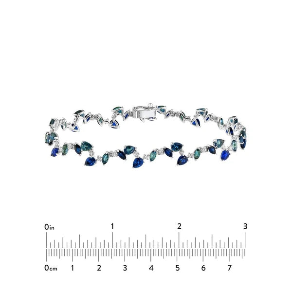 Teal Sapphire and Blue Blossom Bracelet