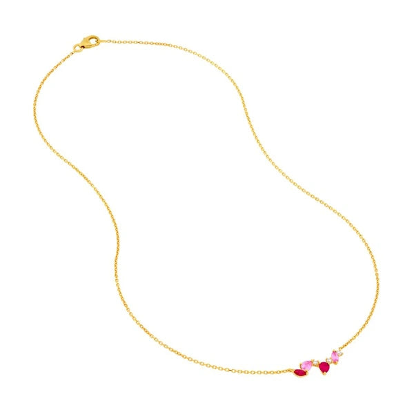 Petite Pink Sapphire and Ruby Blossom Necklace