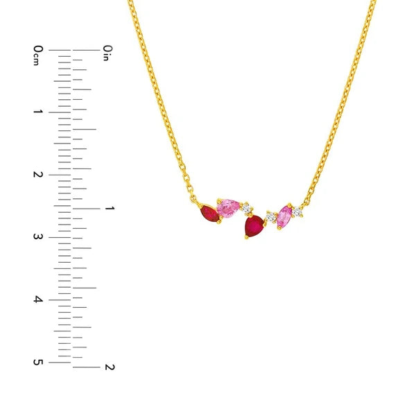 Petite Pink Sapphire and Ruby Blossom Necklace