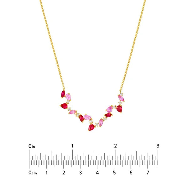 Pink Sapphire and Ruby Blossom Necklace