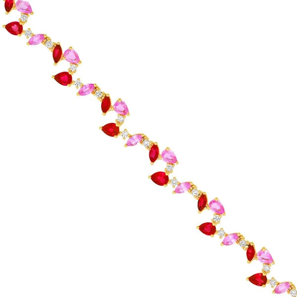 Pink Sapphire and Ruby Blossom Bracelet