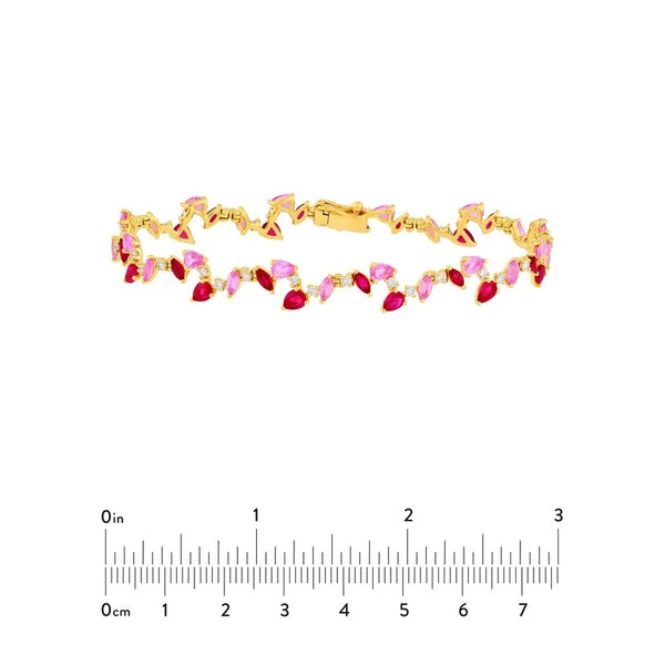Pink Sapphire and Ruby Blossom Bracelet