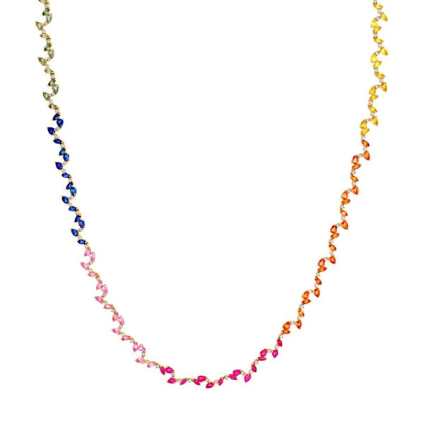 Sapphire Rainbow Blossom Necklace