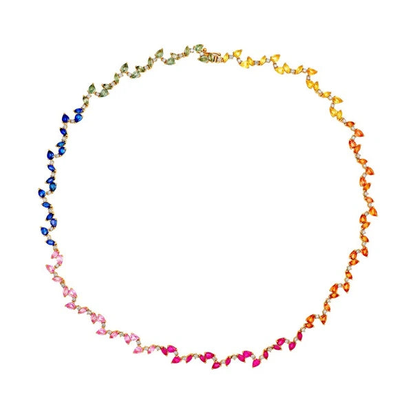 Sapphire Rainbow Blossom Necklace