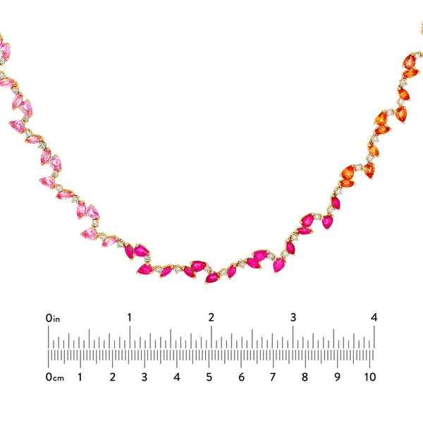 Sapphire Rainbow Blossom Necklace