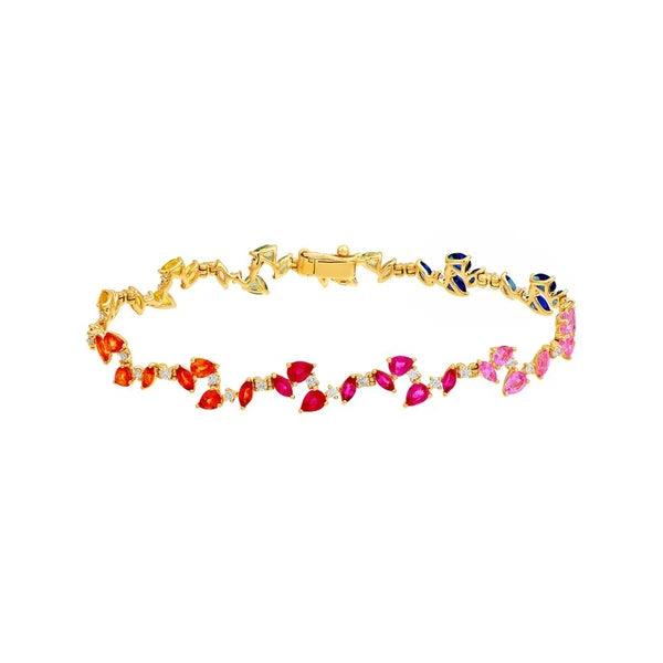 Sapphire Rainbow Blossom Eternity Bracelet