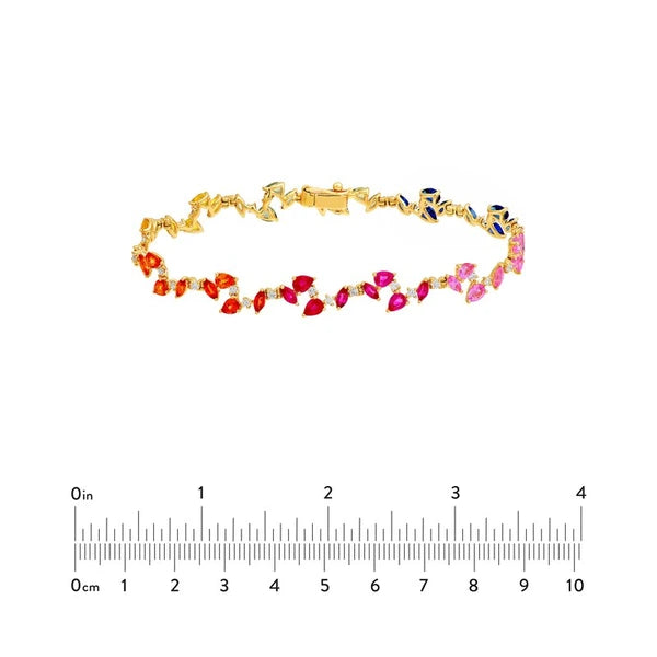 Sapphire Rainbow Blossom Eternity Bracelet