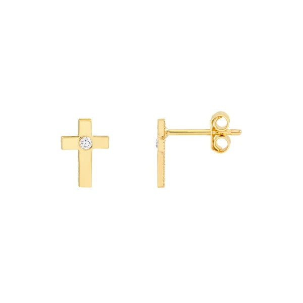4pt Diamond Cross Stud Earrings
