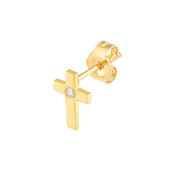 4pt Diamond Cross Stud Earrings