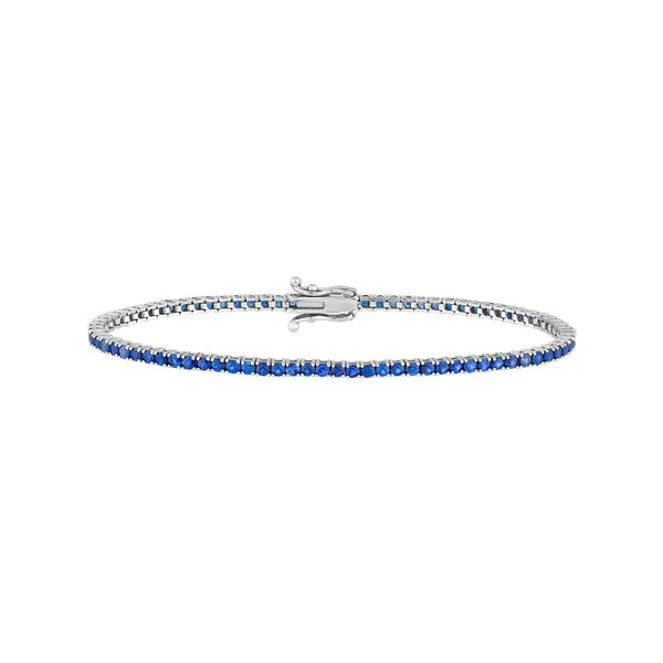Round Blue Sapphire Tennis Bracelet