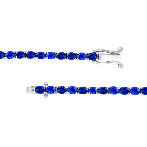 Oval Blue Sapphire Tennis Bracelet