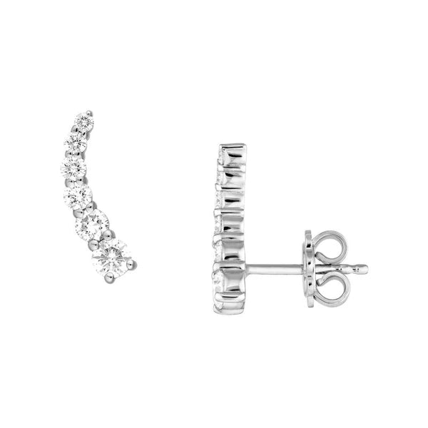 7/8tcw Graduated Round Diamond Climber Earrings