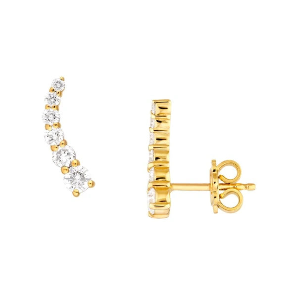7/8tcw Graduated Round Diamond Climber Earrings