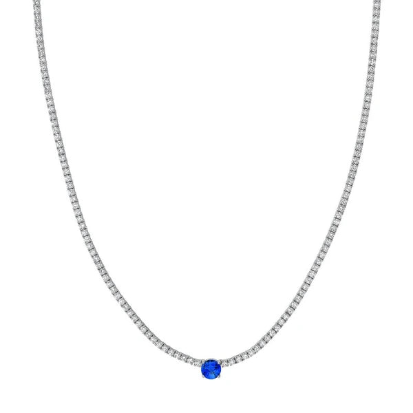 Sapphire Solitaire Diamond Tennis Necklace