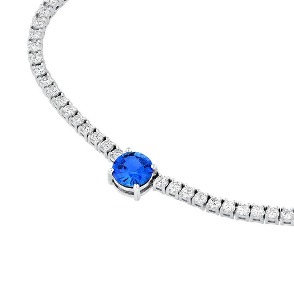 Sapphire Solitaire Diamond Tennis Necklace