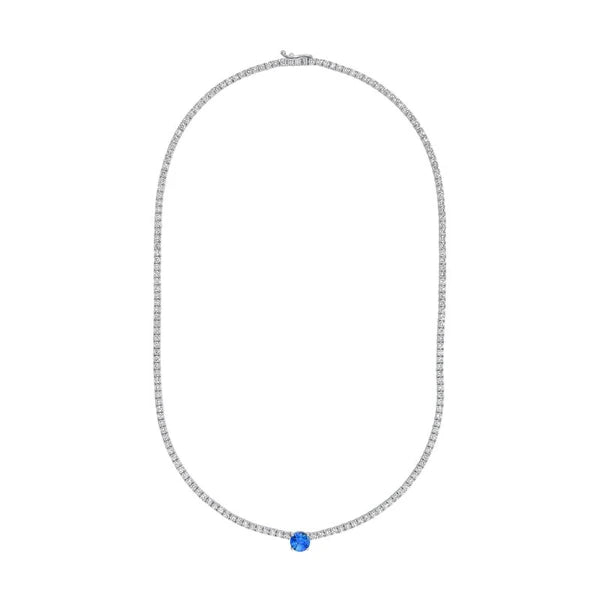 Sapphire Solitaire Diamond Tennis Necklace