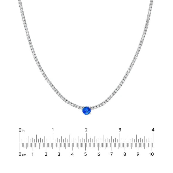 Sapphire Solitaire Diamond Tennis Necklace