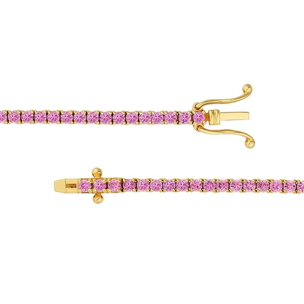 2.0mm Pink Sapphire Straight Tennis Bracelet
