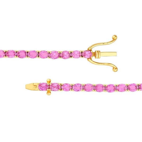 Oval Pink Sapphire Tennis Bracelet