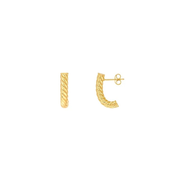 4mm Round Twisted J Hoop Earrings