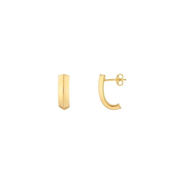 Triangular Tube J Hoop Earrings