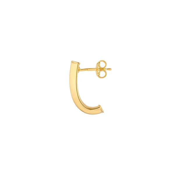 Triangular Tube J Hoop Earrings