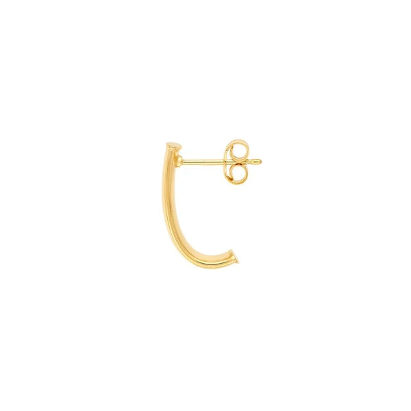 4mm Oval Tube J Hoop Earrings