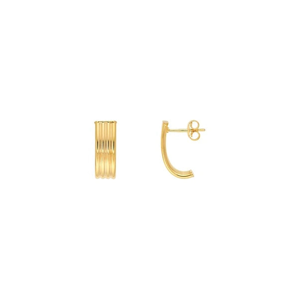 6mm Multi Line Tube J Hoop Earrings
