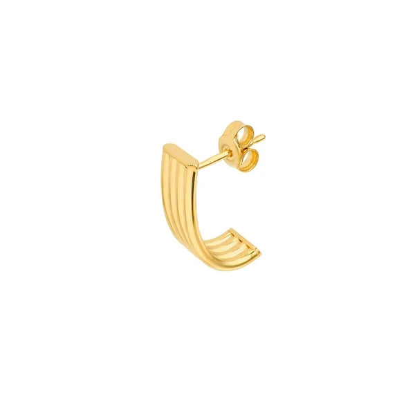 6mm Multi Line Tube J Hoop Earrings