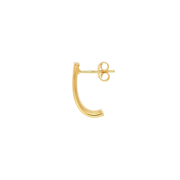 6mm Multi Line Tube J Hoop Earrings