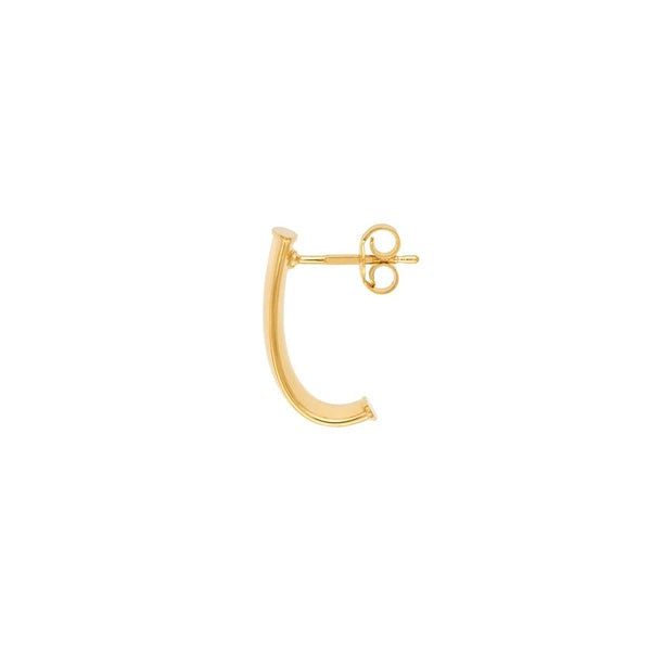6mm Flat Oval Tube J Hoop Earrings