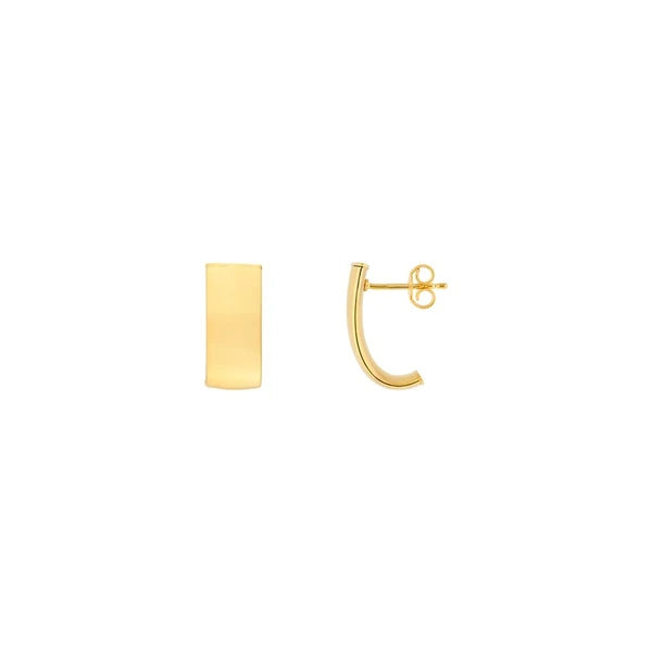 8mm Small Flat Oval Tube J Hoop Earrings