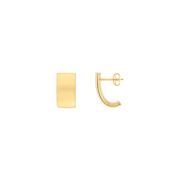 10mm Small Flat Oval Tube J Hoop Earrings