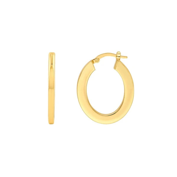 Rectangular Tube Oval Shape Hoop Earrings