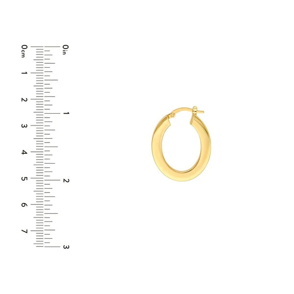 Rectangular Tube Oval Shape Hoop Earrings