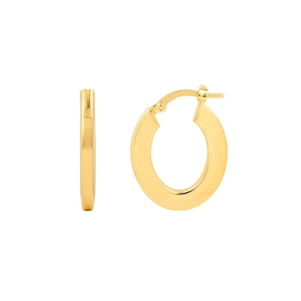 Medium Rectangular Tube Oval Shape Hoop Earrings