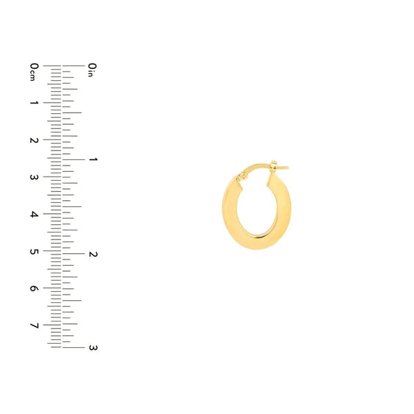 Medium Rectangular Tube Oval Shape Hoop Earrings