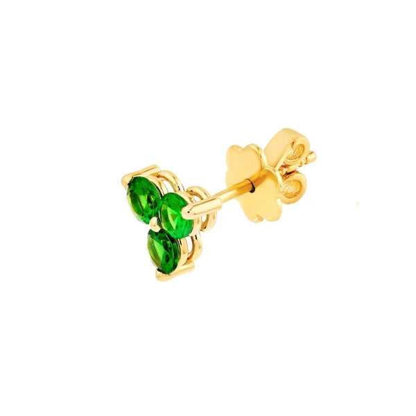 3.5mm Green Tsavorite Trio Stud Earrings