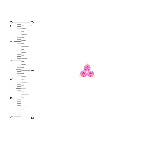 3.5mm Pink Sapphire Trio Stud Earrings
