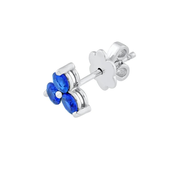 3.5mm Blue Sapphire Trio Stud Earrings