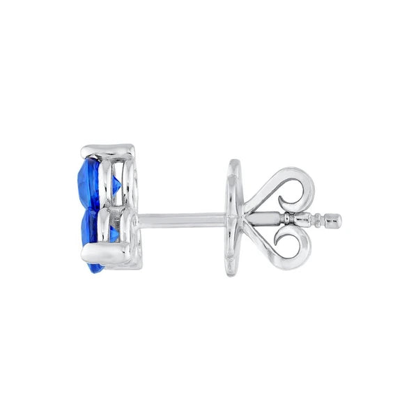 3.5mm Blue Sapphire Trio Stud Earrings